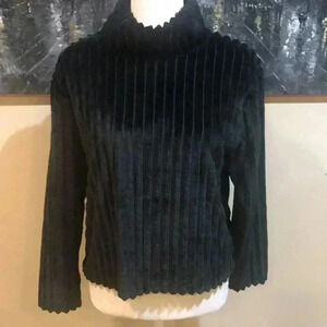 NWT Planet Gold Sweater Black Ribbed Super Soft Mock Neck Plush Pullover-S